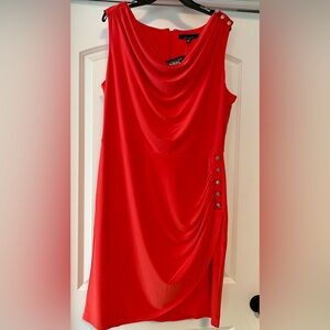 NWT White House Black Market deep coral ruched sheath dress size 16.